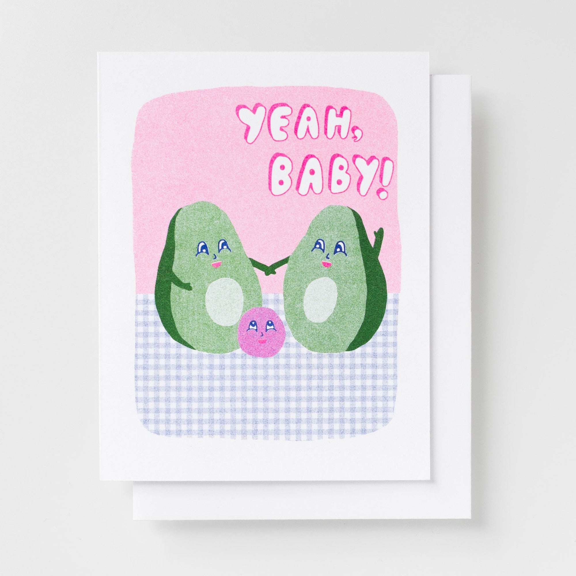 Yeah, Baby! Avocado - Risograph Card - Yellow Owl Workshop