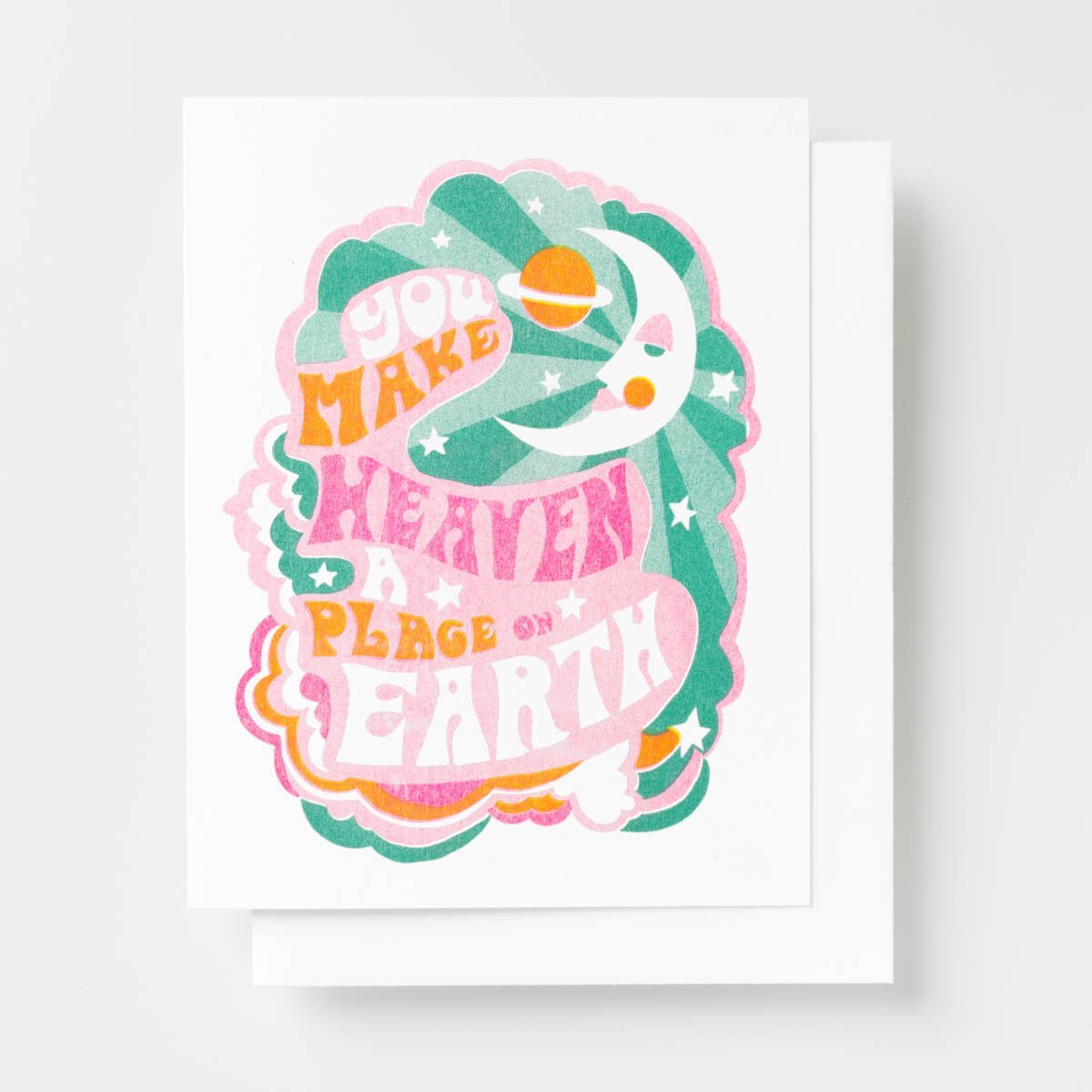 You Make Heaven A Place On Earth - Risograph Card - Yellow Owl Workshop